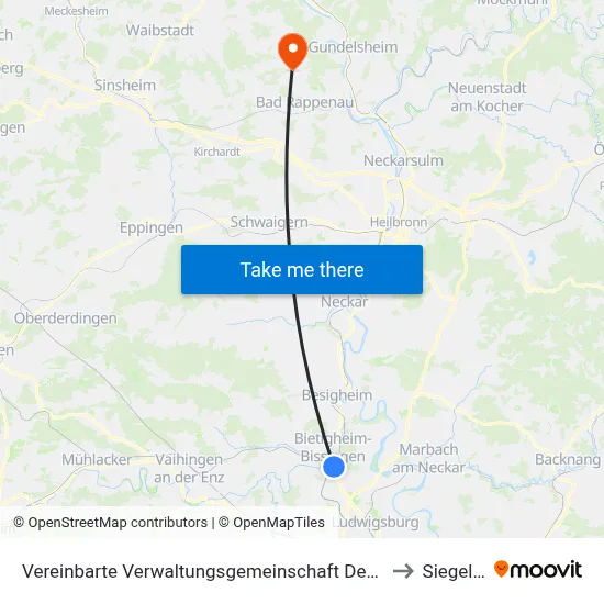 Vereinbarte Verwaltungsgemeinschaft Der Stadt Bietigheim-Bissingen to Siegelsbach map