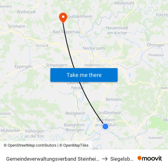 Gemeindeverwaltungsverband Steinheim-Murr to Siegelsbach map
