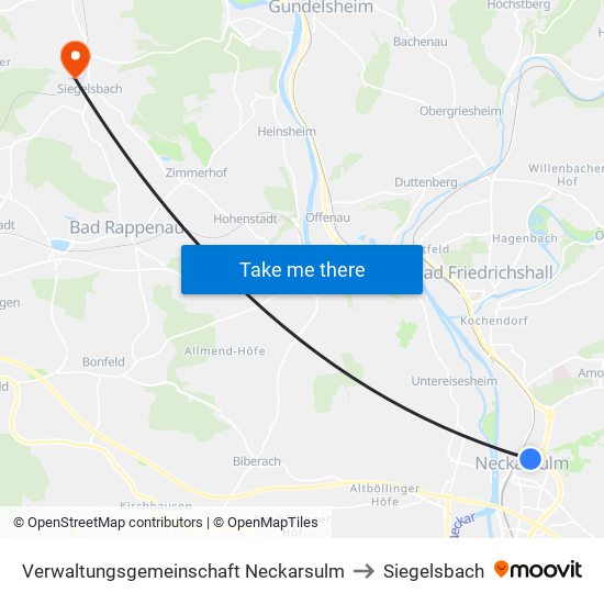 Verwaltungsgemeinschaft Neckarsulm to Siegelsbach map