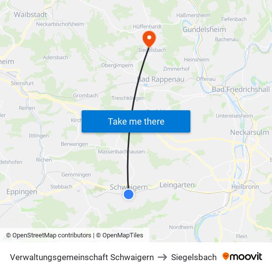 Verwaltungsgemeinschaft Schwaigern to Siegelsbach map