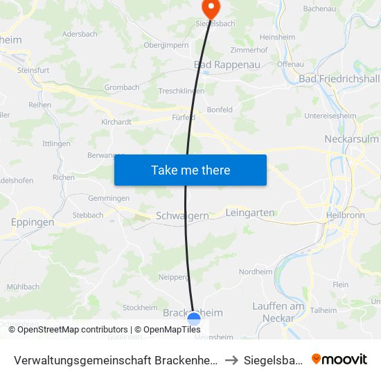 Verwaltungsgemeinschaft Brackenheim to Siegelsbach map