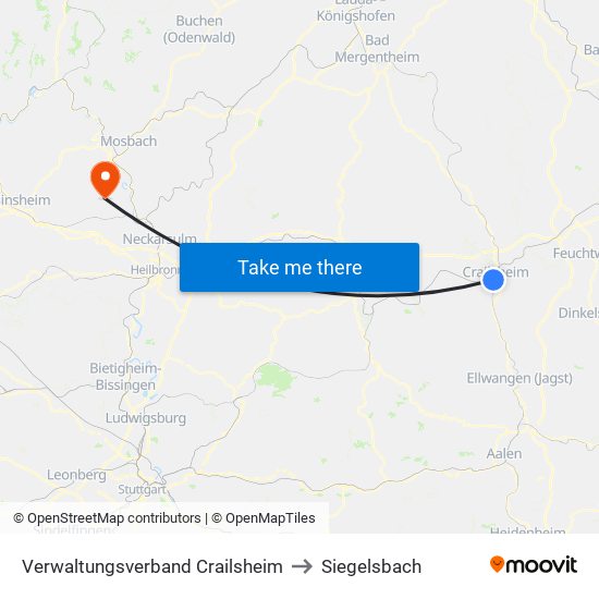 Verwaltungsverband Crailsheim to Siegelsbach map