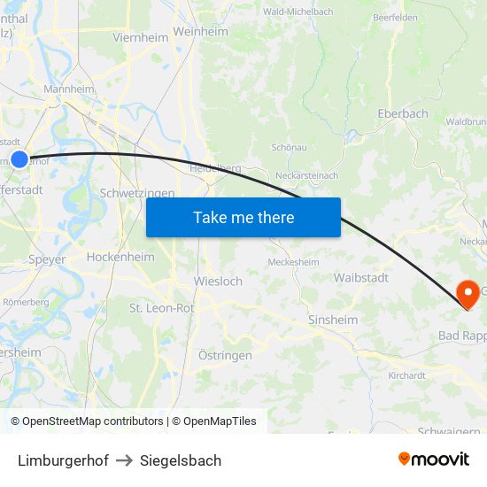 Limburgerhof to Siegelsbach map