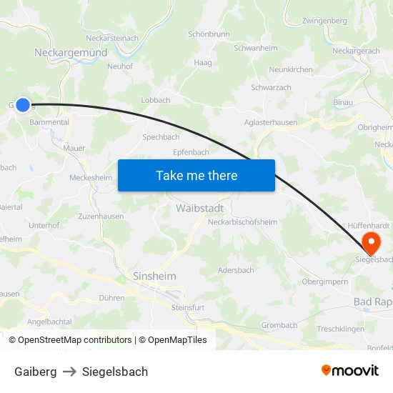 Gaiberg to Siegelsbach map
