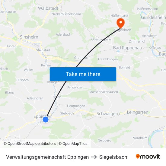 Verwaltungsgemeinschaft Eppingen to Siegelsbach map