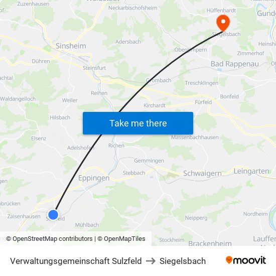 Verwaltungsgemeinschaft Sulzfeld to Siegelsbach map