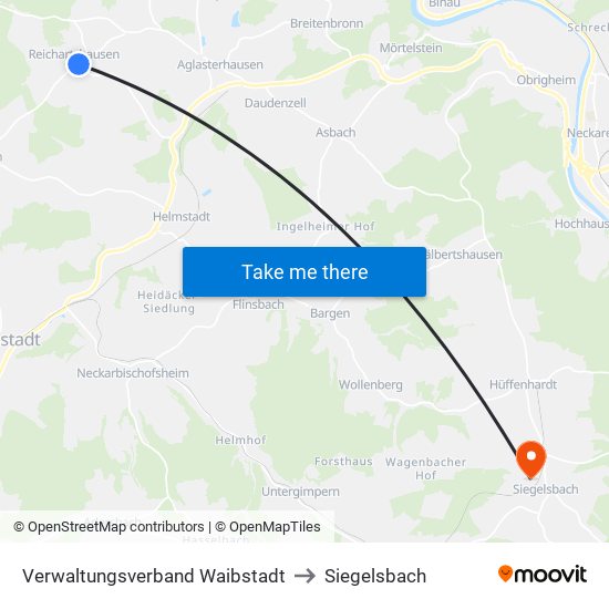 Verwaltungsverband Waibstadt to Siegelsbach map