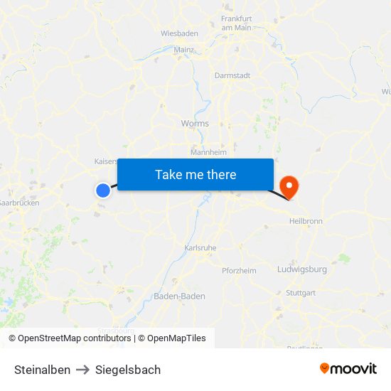 Steinalben to Siegelsbach map