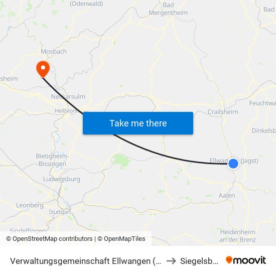 Verwaltungsgemeinschaft Ellwangen (Jagst) to Siegelsbach map