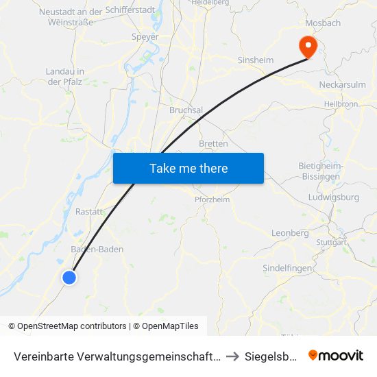 Vereinbarte Verwaltungsgemeinschaft Bühl to Siegelsbach map