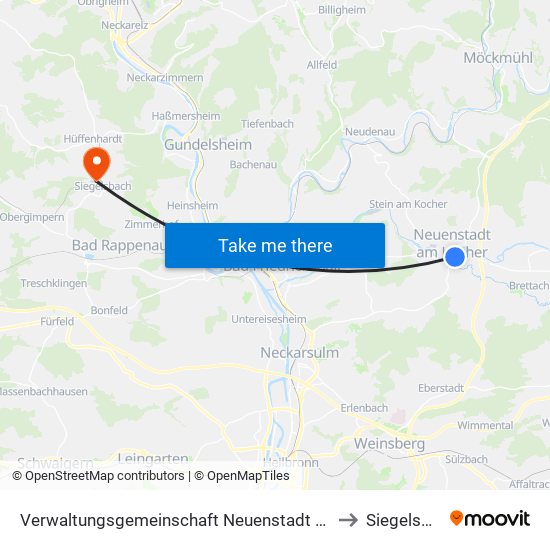 Verwaltungsgemeinschaft Neuenstadt am Kocher to Siegelsbach map