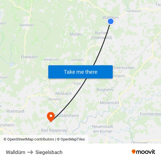 Walldürn to Siegelsbach map