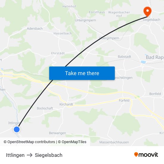 Ittlingen to Siegelsbach map