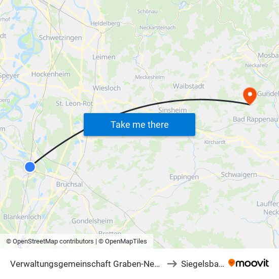 Verwaltungsgemeinschaft Graben-Neudorf to Siegelsbach map