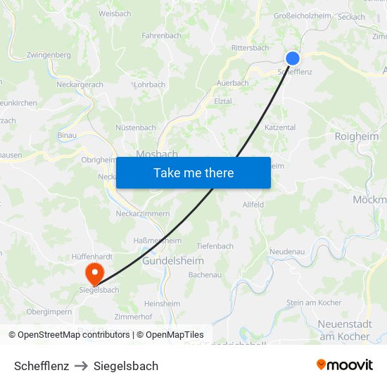 Schefflenz to Siegelsbach map