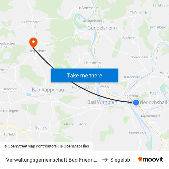 Verwaltungsgemeinschaft Bad Friedrichshall to Siegelsbach map