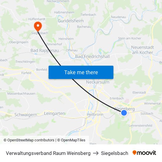 Verwaltungsverband Raum Weinsberg to Siegelsbach map