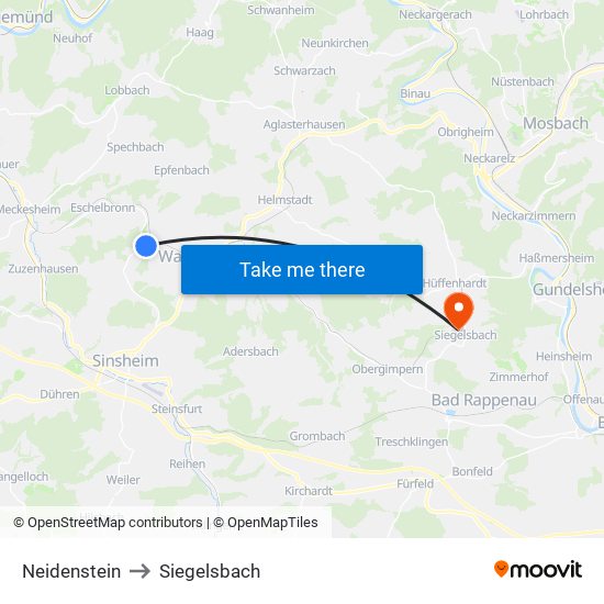 Neidenstein to Siegelsbach map