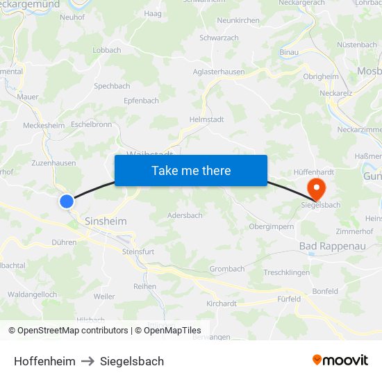 Hoffenheim to Siegelsbach map