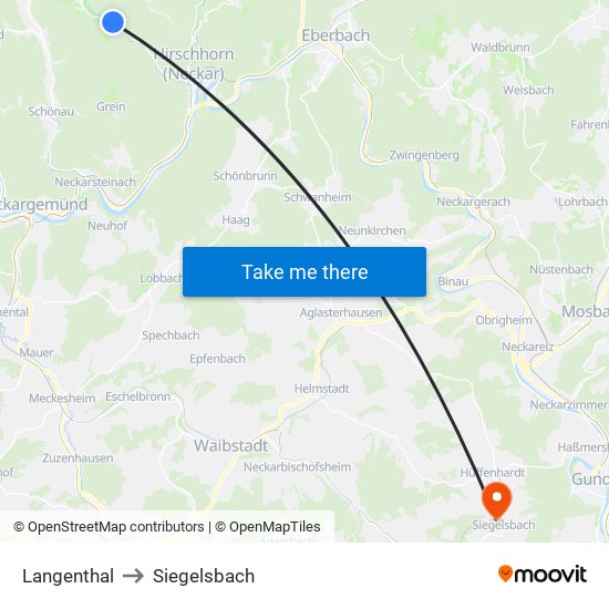 Langenthal to Siegelsbach map