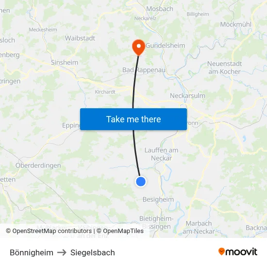 Bönnigheim to Siegelsbach map