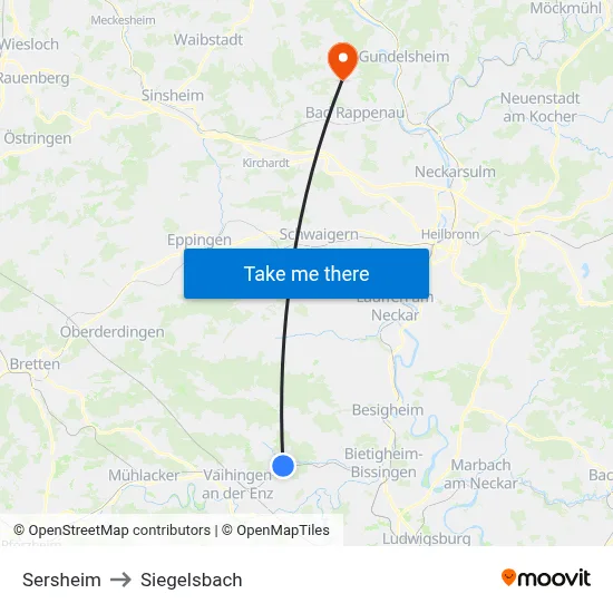 Sersheim to Siegelsbach map