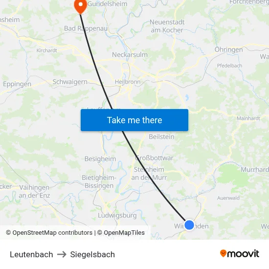 Leutenbach to Siegelsbach map