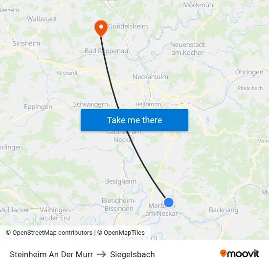 Steinheim An Der Murr to Siegelsbach map