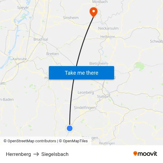 Herrenberg to Siegelsbach map