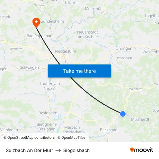 Sulzbach An Der Murr to Siegelsbach map