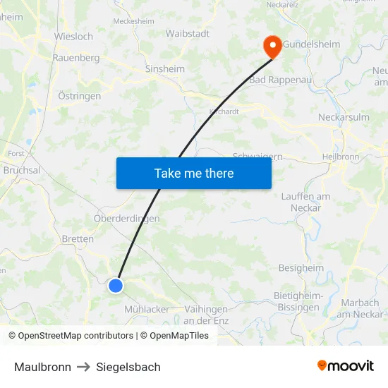 Maulbronn to Siegelsbach map