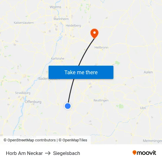 Horb Am Neckar to Siegelsbach map