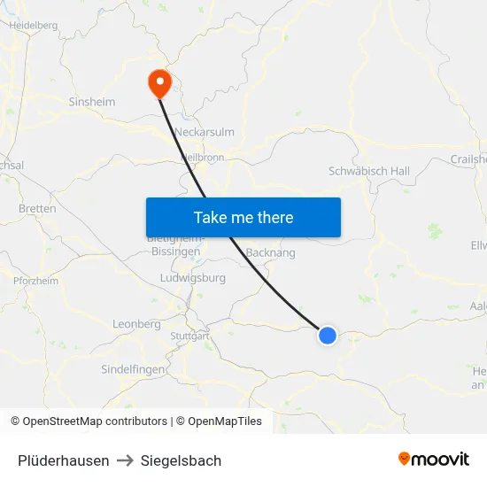 Plüderhausen to Siegelsbach map