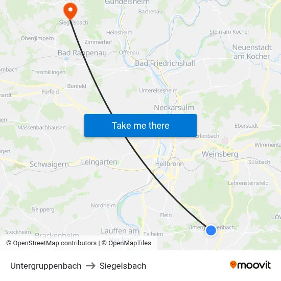Untergruppenbach to Siegelsbach map
