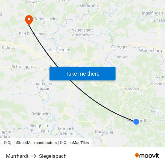 Murrhardt to Siegelsbach map