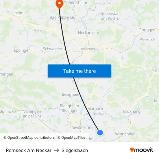 Remseck Am Neckar to Siegelsbach map