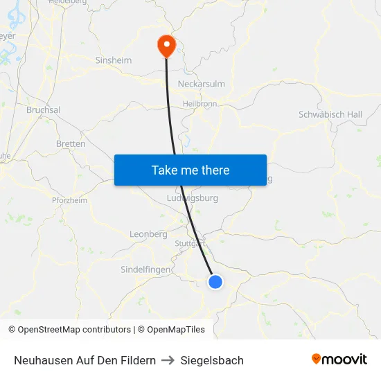 Neuhausen Auf Den Fildern to Siegelsbach map
