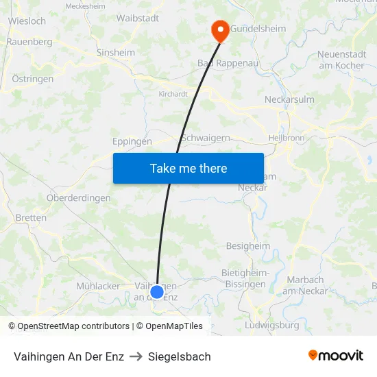 Vaihingen An Der Enz to Siegelsbach map