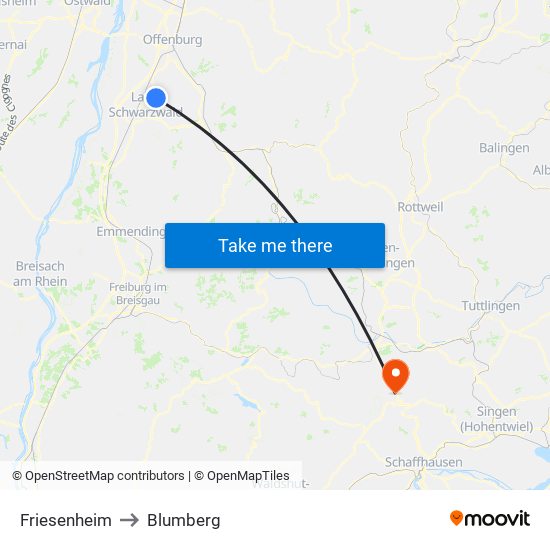 Friesenheim to Blumberg map