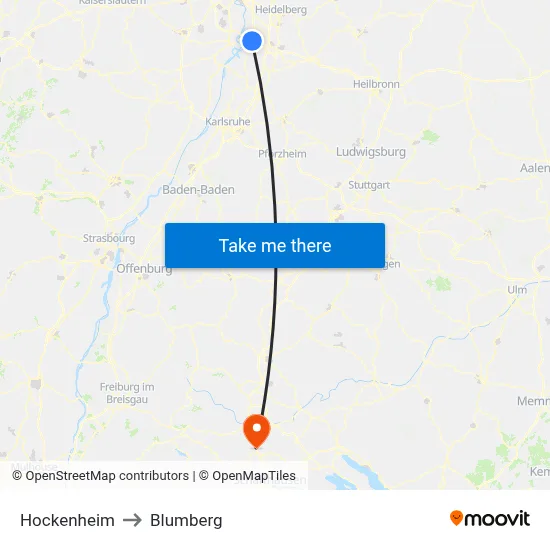 Hockenheim to Blumberg map