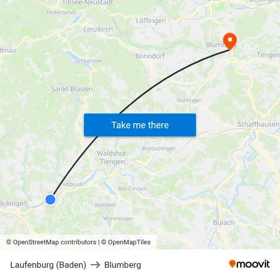 Laufenburg (Baden) to Blumberg map