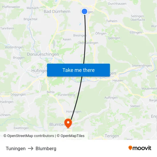 Tuningen to Blumberg map