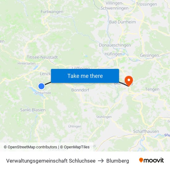 Verwaltungsgemeinschaft Schluchsee to Blumberg map