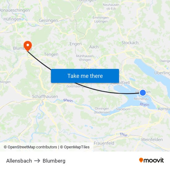 Allensbach to Blumberg map