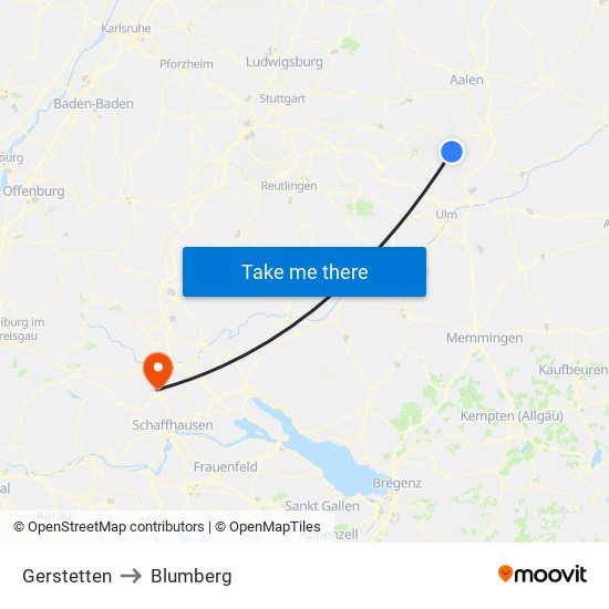 Gerstetten to Blumberg map