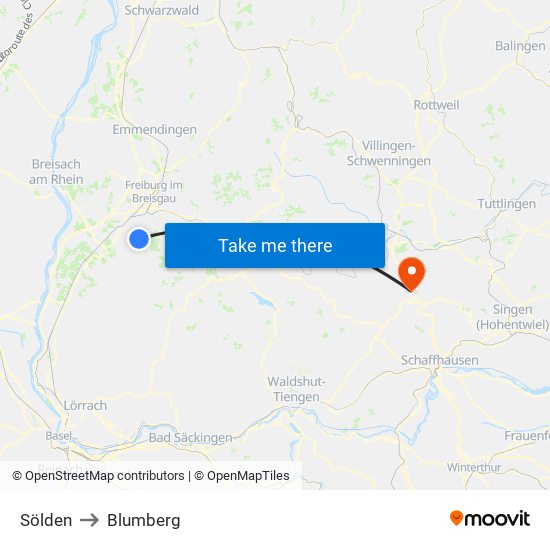 Sölden to Blumberg map