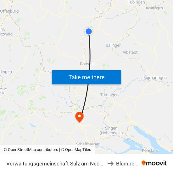 Verwaltungsgemeinschaft Sulz am Neckar to Blumberg map