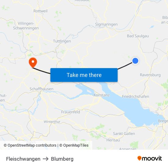 Fleischwangen to Blumberg map