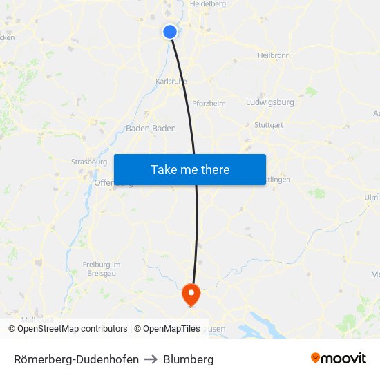 Römerberg-Dudenhofen to Blumberg map