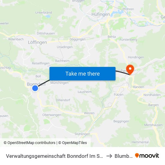 Verwaltungsgemeinschaft Bonndorf Im Schwarzwald to Blumberg map